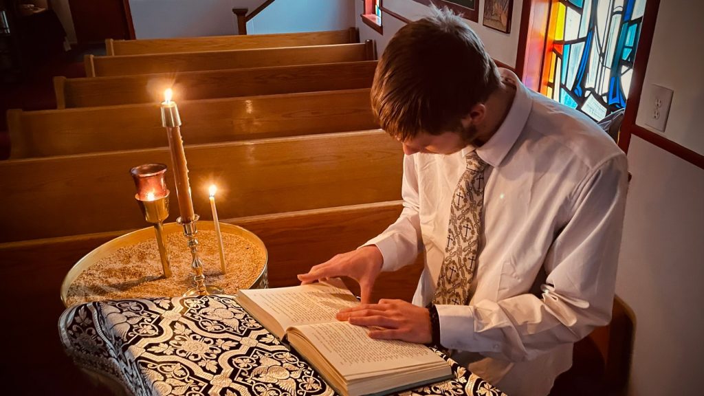 Guarding the tomb by candle light.